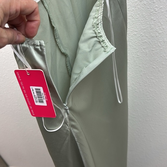 NWT Beginning Boutique cut out maxi dress in Sage. Silky backless strappy sheath - Picture 8 of 15